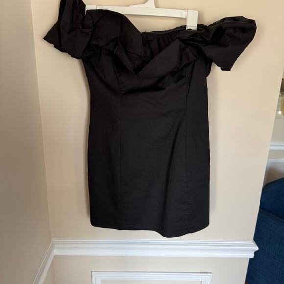 Seven Wonders Cotton Strapless Black Cocktail Dress Ruffled Top Preppy Summer - Picture 4 of 9